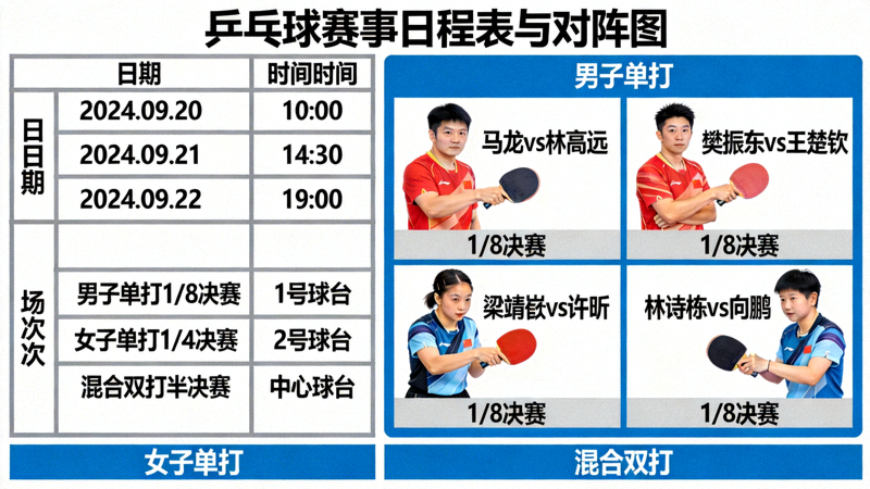 乒乓球赛事日程表与对阵图展示